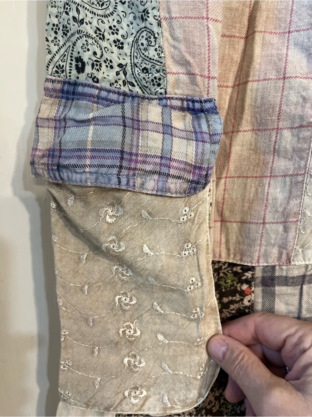 NWT Young Threads Patchwork Floral & Plaid Cargo Pants - Picture 7 of 10